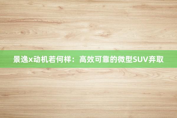 景逸x动机若何样：高效可靠的微型SUV弃取
